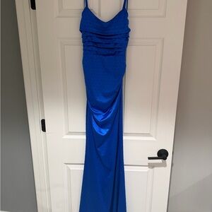 Elegant Royal Blue Spaghetti-Strap Evening Dress